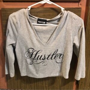 Hustler grey hooded crop top! Size Medium